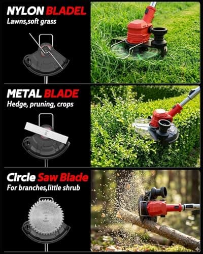 Cordless Weed Wacker 21V, Weed Eater Battery Powered, Electric Grass Trimmer with 2x2.0Ah Batteries & Charger, Battery Operated Stringless Lawn Edger for Garden - Thumbnail 3