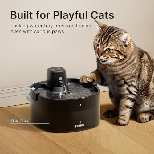 Wireless Cat Water Fountain, Cat Fountain Battery Operated, 78oz/2.3L Pet Water Fountain Cordless, 4000mAh Rechargeable Automatic Fountain with Motion Sensor, Ultra-Quiet Pump & Locking Lid, Black - Thumbnail 6