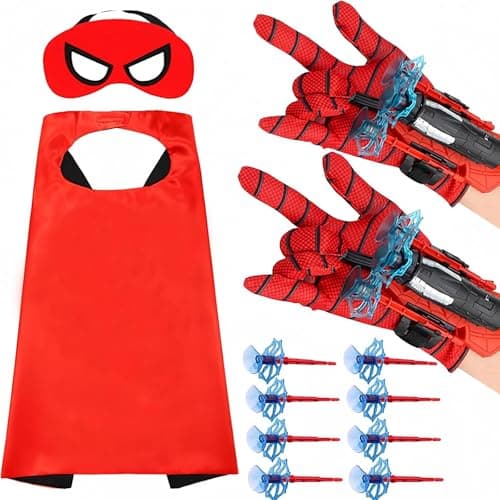 NuGeriAZ Spider Gloves Man Web Shooter Toy, Super Hero Capes and Mask for Kids Spider Plastic Superhero Launcher Glove Hero Movie Launcher Toy Set, Medium - Image 1