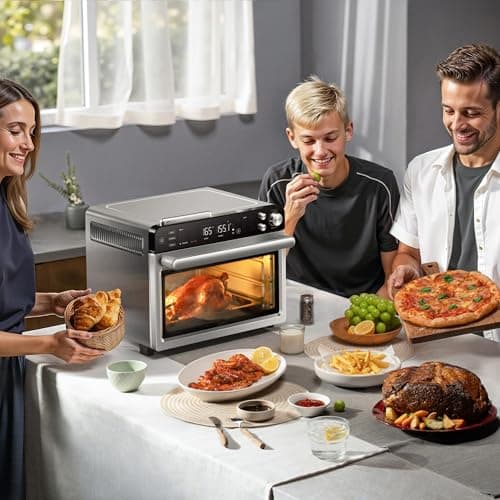 Typhur Sync Oven with Smart AI Wireless Meat Thermometer Probe, 12‑in‑1 Countertop Air Fryer Toaster Oven Combo, 360° Turbo Convection, Dehydrator, Recipe & 5 Accessories, Large 27QT, Stainless Steel - Thumbnail 6