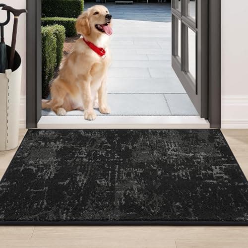 BEQHAUSE Dirt Trapper Door Mat 24" x 36", Non-Slip Doormats Washable Entryway Rugs, Stain Resistant Dog Door Mats Absorbent Welcome Floor Mat for Front Back Door, Mud Wet Shoes & Paws, Black - Image 1
