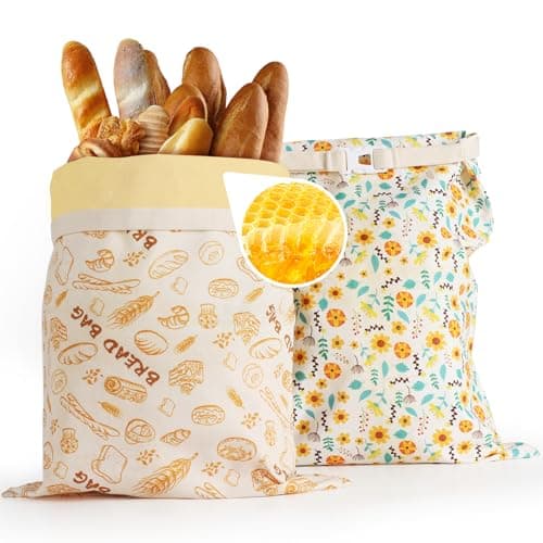 2-Pack pure cotton Reusable Beeswax Bread Bags - Large 17x13 Inch for Sourdough & Homemade Bread Storage | All-Natural Beeswax Preservation, Eco-Friendly Cotton Food Bags - Easy to Clean & Daily Use - Image 1