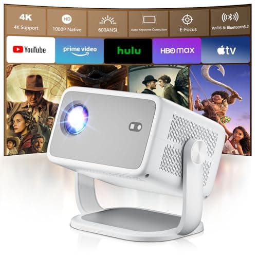 [ 800 ANSI Lumens ] 4k Projector 1080P Native, Electric Focus/Auto Keystone, Smart Proyector with Apps Built-in, WiFi and Bluetooth Projector for Home/Outdoor Movies/Bedroom (2026 Upgrade, L018-Grey) - Image 1