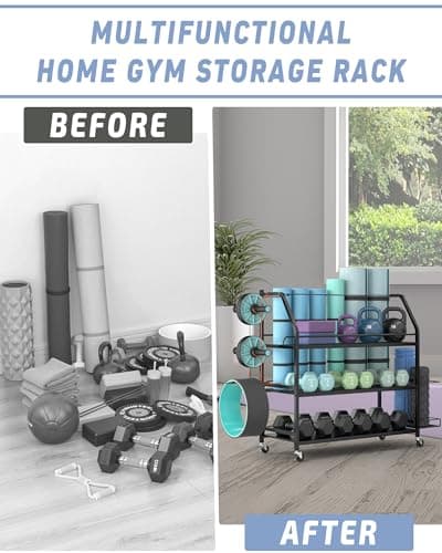 Staransun Staransun Weight Rack for Dumbbells - Widened Home Gym Storage Rack - Dumbbell Rack with 4 Flexible Wheels and Unique Storage on Both Sides - Thumbnail 4