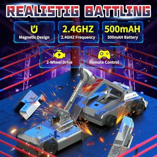 Cetuai Remote Control Battle Robots, 2-Player RC Fighting Toys for Kids Wireless Fighting Robots STEM Toys 2.4 GHz Wireless Game Set Birthday Gifts for Boys and Girls Age 3+ (Grey) - Thumbnail 4