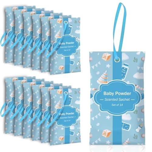 SCENTORINI Scented Sachets for Drawers and Closets, Baby Powder Scent 14 Pack, Long-Lasting Sachets Bags Wardrobe Freshener for Luggage, Handbags, Suitcases, Small Space - Image 1