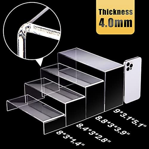 Anglelife Large Acrylic Risers, 8 Pcs 2 Set (7”L~8”L~9”L) Rectangular Stands Shelf Clear for Decor, Clear Display Risers Cake Shelves Retail Shoe Showcase - Thumbnail 2