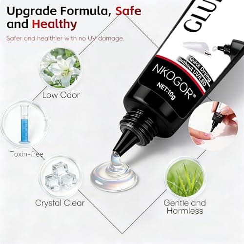 2 Sets Quick Drying 10g Semi Solid Nail Glue with 10ml Remover for Press On Nails Tips No Need for UV Lamp Long Lasting Fake Acrylic Nails Glue Gel - Thumbnail 2
