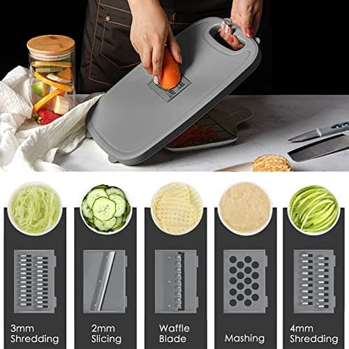 Gintan Collapsible Camping Cutting Board, 9-in-1 Chopping Board with Colander, Kitchen Vegetable Washing Basket for Camping, Camping Gifts Camping Accessories for RV Campers (Blue+Grey) - Thumbnail 4
