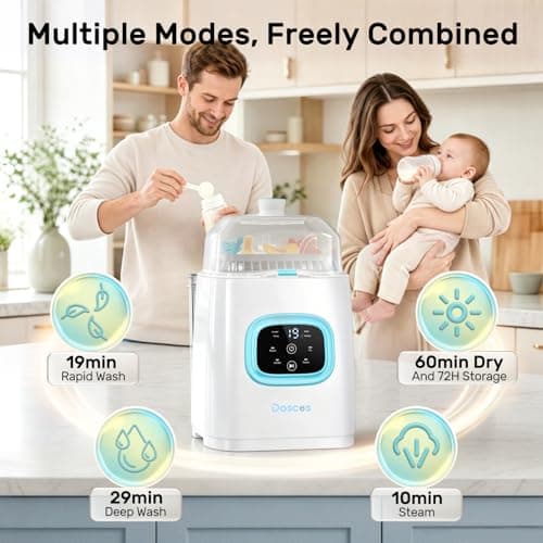 Bottle Washer Pro, All-in-One Baby Bottle Washer and Sterilizer & Dryer with 60 Detergent Tablets, Cleaning Machine for Bottles, Pump Parts & Baby Essentials, Deep Cleaning, Replaces Hand Washing - Thumbnail 5