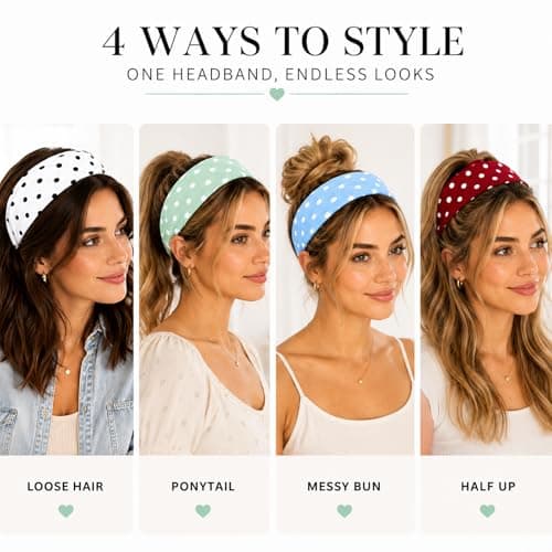 LAGWIUY Polka Dot Headband for Women, 5 Pack - Thumbnail 4