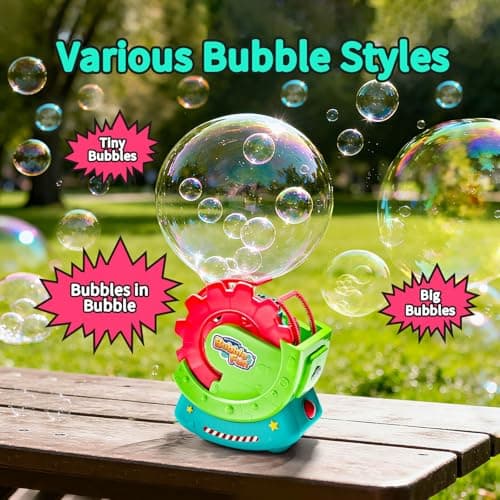 Bubble Machine for Toddlers Kids & Pets, with 8oz Safe Solution, Extra Large & Bubbles in Bubble Maker, Children & Pets Dog Toys Gift, Indoor/Outdoor Birthday Wedding Party Bubble Blower - Thumbnail 3