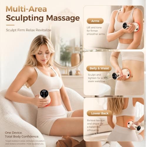 Lihsykds Lymphatic Drainage Massager, Helps Reduce Stretch Marks & Cellulite, for Legs, Arms & Belly, Body Sculpting Machine with Microcurrent, Light, Heat & Vibration - Thumbnail 6