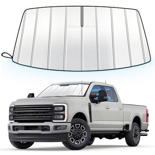 TATMAKLOONG Windshield Sun Shade for Ford F250/F350/F450/F550/F600 Super Duty 2023-2026, Custom Fit Folding Design Front Window Sunshade Sun Visor Shield Accessories, Blocks UV Rays & Heat