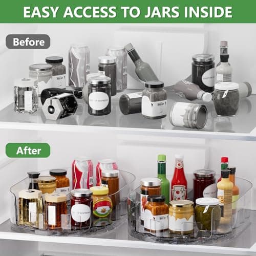 Holinwa Lazy Susan Organizer for Refrigerator, 13.5" x 8.5" Clear Rectangular Fridge Organizer Turntable for Condiments, Spice Racks Organizer for Cabinet, Pantry & Kitchen Countertop(1 Piece) - Thumbnail 5