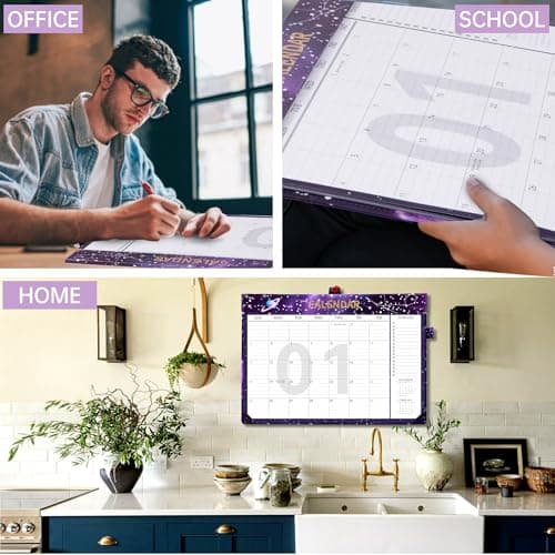 MINICAGIE Desk Calendar 2026-2027 Jan 2026-Dec 2027 Leather 17x12 Desk Top Calendar with Plastic Cover & To-Do Lists Large Desktop 2026 Office Wall Calendar for Office School Home Women Men Gift, Purple - Thumbnail 6