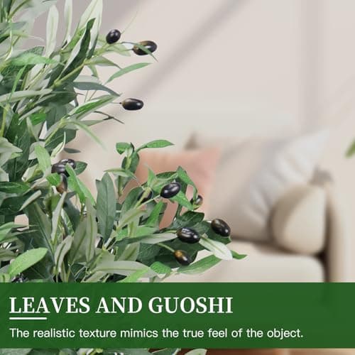 2 Pack Artificial Olive Trees, 6FT Indoor Tall Faux Olive Trees with Planter, Realistic Olive Plants for Home Decor Office Living Room - Thumbnail 4
