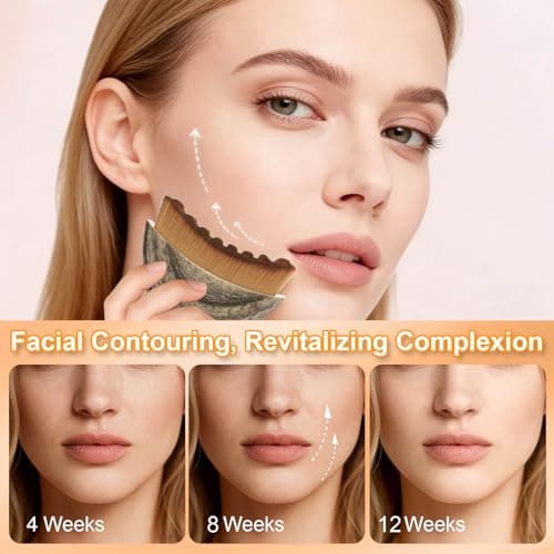 Lymphatic Contour Face Brush 2 Pack, Lymphatic Face Brush, Ergonomic Facial Cleansing Brush Fit Skin Precisely for Chin Jawline Sculpting, Relieve Fatigue, Portable Gua Sha Alternative (Brown-1) - Thumbnail 3