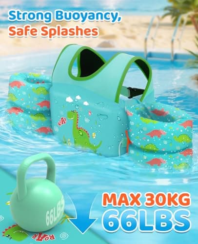 HeySplash Swim Vest for Kids, Toddler Pool Floaties Fit 33-66 Lbs, Children Swimming Vest with Adjustable Strap, Swim Jacket Water Wing Arm Float, Puddle Beach Boat Jumper Boy Girl,Dinosaur - Thumbnail 3