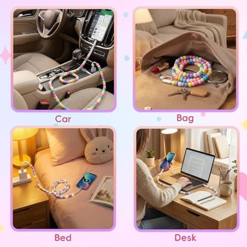 Atsidexa 4-in-1 Beaded Charging Cable, Metal Design, Nicely Packed, 60W Fast Charging, MFi Certified, Cute Colorful Cable, Gift for Girls, Compatible with iPhone, iPad, AirPods, Galaxy, and More - Thumbnail 6