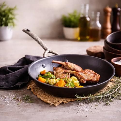 Alva Artist 11 Inch Carbon Steel Frying Pan, Pre-Seasoned Hand-Forged Skillet, Naturally Nonstick, No PTFE, PFOA or PFAS, Induction and Oven Safe Chef Pan for Steak, Eggs, Searing and Sautéing - Thumbnail 2