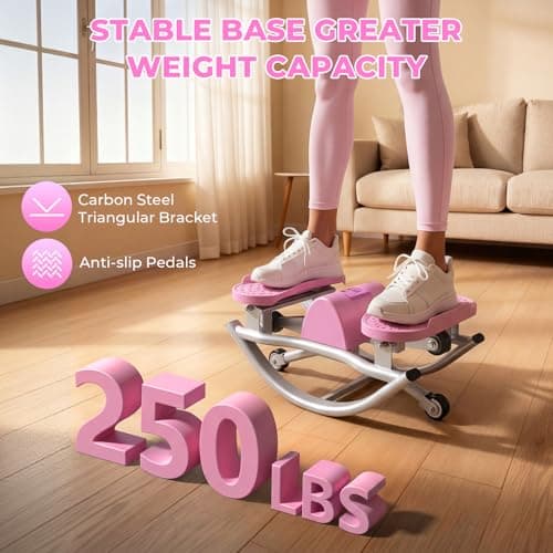Rock Stepper,Rocking Stepper with Resistance Bands, 3D Side-to-Side Motion Mini Stepper for Women Home Workout, Low Impact Lateral Step Machine with Non-Slip Mat and Digital Counter, 250lbs Capacity - Thumbnail 6