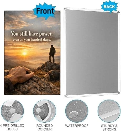 Inspirational Mountain Sunrise Tin Sign You still have power even on your hardest days Motivational Wall Decor Metal Art for Home Office Gym Cabin Man Cave 8x12 Inch Positive Quote Rustic Hiking - Thumbnail 5