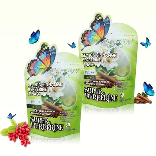 BUTTERFLY'S TEAR Berberine Supplement Gummies – Support Healthy Metabolism with Ceylon Cinnamon, Turmeric, Green Tea, Vegan, Non-GMO, Gluten-Free - Green Grape Flavor (2 Pack 120 Chew) - Image 1