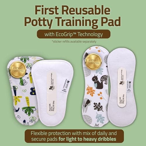 Washable Potty Training Pads for Toddlers with Stay-Put EcoGrip – Made in EU (Daily + Secure 8-Pack), Light & Extra Coverage, Turns Underwear into Training Pants, All-in-One Potty Training Solution - Thumbnail 3