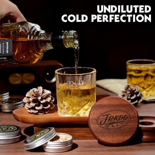 Whiskey Smoker Kit with Torch - 6 Natural Wood Chips, 2 Glasses, 2 Ice Ball Molds - Cocktail Smoker Infuser Kit, Old Fashioned Smoker Kit, Birthday Bourbon Whiskey Gifts for Men, Dad(No Butane) - Thumbnail 2