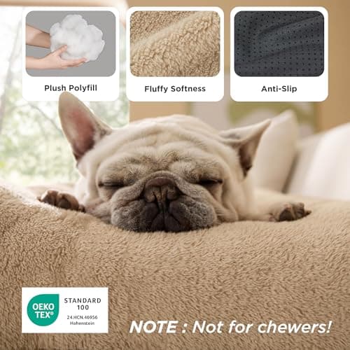 Bedsure Washable XXL Dog Bed for Crate, Giant Comfort Fluffy Plush Pet Pillow Bed Kennel Pad with Non-Slip Bottom, Machine Washable Pet Sleeping Mat for Jumbo, 47"x29", Brown - Thumbnail 3