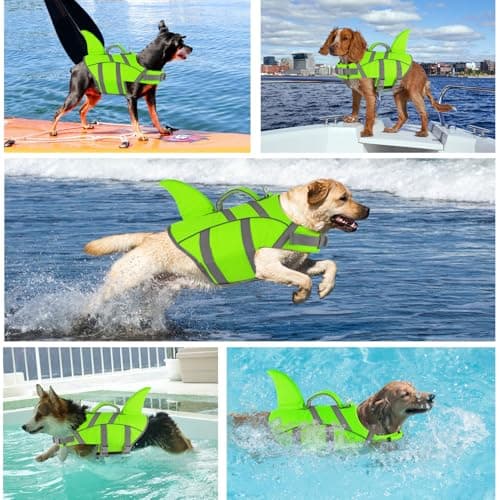 Doglay Shark Dog Life Jacket - Reflective Dog Life Vest for Swimming and Boating with Rescue Handle, Adjustable High Buoyancy Floating Vest for Small Medium Large Dogs - Thumbnail 3