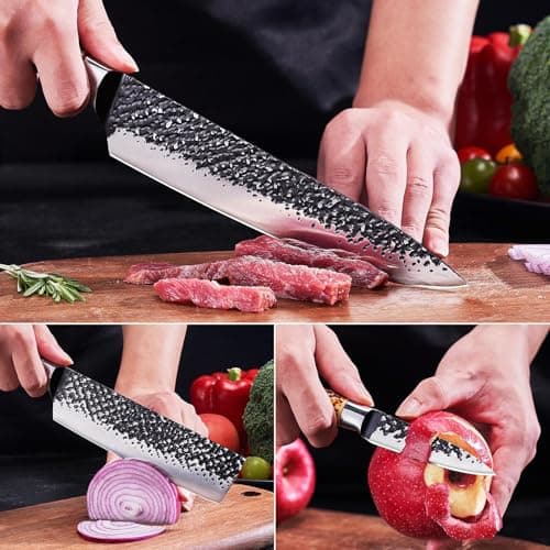 Topfeel kitchen knife set, 3 PCS Japanese Chef Knife Set, Hand Forged High Carbon Stainless Steel Knives Sets，Ultra Sharp Professional Chef Knives Sets with Unique Antler-like Handle - Thumbnail 5