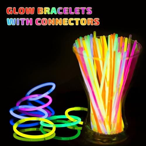 HONLYNE 400 Pcs Glow Sticks Bulk Party Pack, 8'' Glow in the Dark Party Supplies, Glow in the Dark Light Up Sticks with Connectors, Party Favors for Birthday, Concert, Raves, Halloween, Christmas - Thumbnail 4