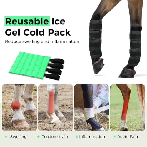 Libbipaw Reusable Gel Horse Ice Boots (Set of 4) - Adjustable Leg Wraps for Cooling Relief on Hocks, Knees & Ankles, Durability & Cooling in Active Horses - Thumbnail 2