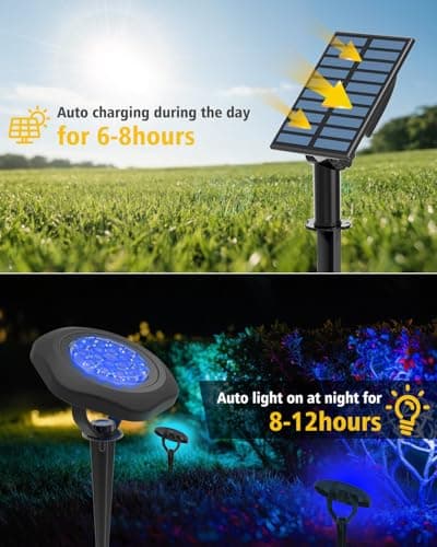 CORESLUX Solar Spot Lights Outdoor Waterproof IP68, 3-in-1 LED Color Changing Solar Landscape Lights, 2 Light Modes Pond Lights Landscape Path Lights for Outside Garden Yard Pond Pathway - Thumbnail 5