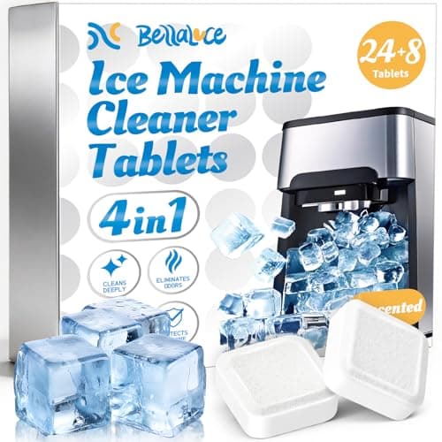 Bellaluce Ice Machine Cleaner Tablets Descaler (32 Pack) – Nickel-Safe Countertop Portable Commercial Ice Maker Cleaning – Remove Hard Water Buildup, Odor-Free, Crystal Clear Ice - Image 1