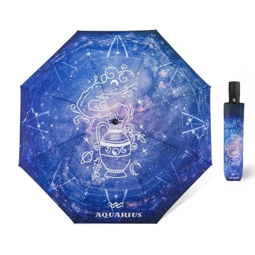 Natuquebrela Automatic Folding Umbrella Small - Windproof Strong Compact Portable Umbrellas Travel Packable Fashion 12 Constellation Child Umbrella - Image 1