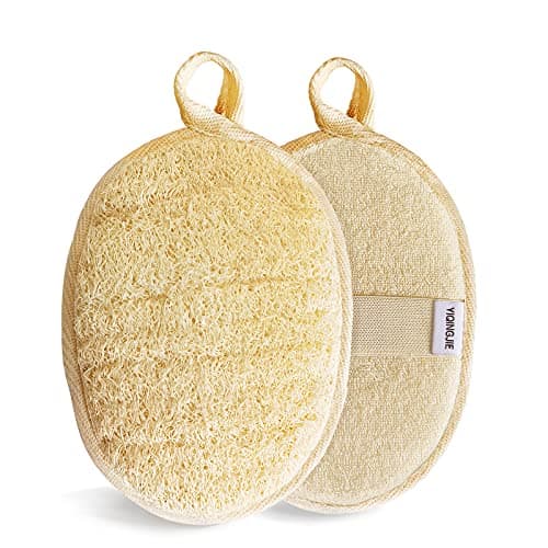 YIQINGJIE Natural Loofah Sponge Exfoliating Body Scrubber (2 Pack),Made with Eco-Friendly and Biodegradable Shower Luffa Sponge, Loofah for Women and Men, Beige - Image 1