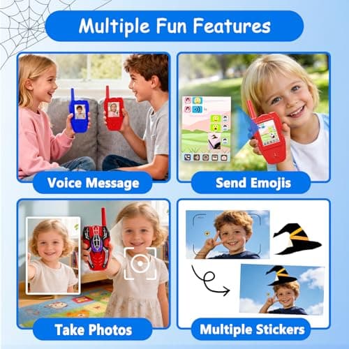 Video Walkie Talkies for Kids 2 Pack Rechargeable with Screen HD Camera &Voice Changer, 1000FT Long Range 2 Way Radio Toys Indoor Outdoor Camping Hiking Toys Birthday Gifts, Spider for Boys Girls 3-12 - Thumbnail 4