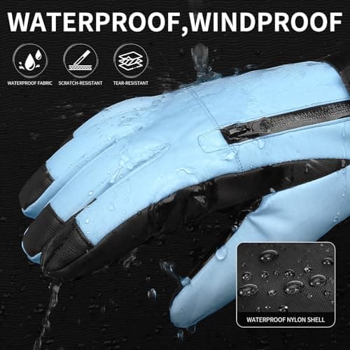 Odtmger Snow Gloves,Touchscreen Ski Mittens,Warm Cold Weather Ski Gloves for Parent Boys Girls - Thumbnail 2