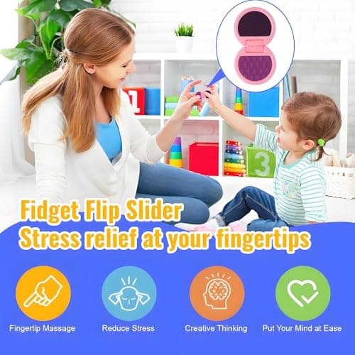 Fidget Toys Adults, Sensory Toys for Kids with Autism, Anxiety Relief Items for ADHD Stress Relief, Texture Worry Stone for Teens & Flip Slider - Treasure Box Toys for Classroom (3pcs) - Thumbnail 5