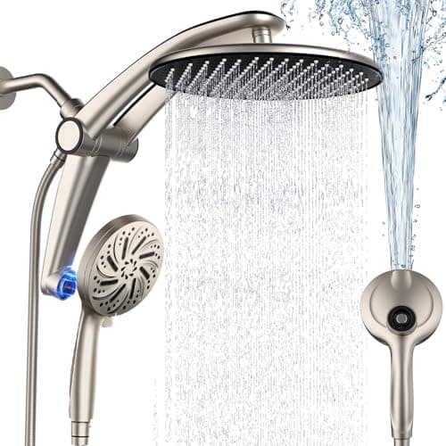 Shower Head with filtered Handheld High Pressure daul Shower Heads with Handheld Spray Combo and 10 Sprays Handheld Shower Head Detachable Shower head Built-in Magnetic Docking and Power Jets Nickel - Image 1