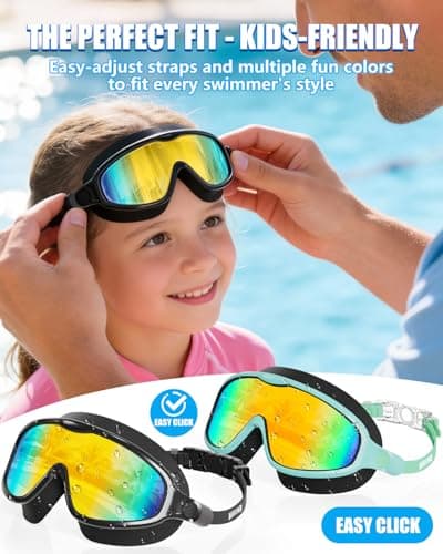 Aegend Swim Goggles for Kids Youth 3-14 – 2 Pack Wide Frame Anti-Fog Anti-UV Clear Vision Swimming Goggles for Beginners, Swimmers – Ideal for Pool, Beach, Swim Lessons, Summer Vacation - Thumbnail 6