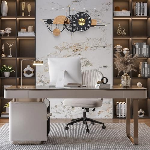 39x19 Inch Modern Silent Wall Clock Battery Powered for Living Room - Thumbnail 5