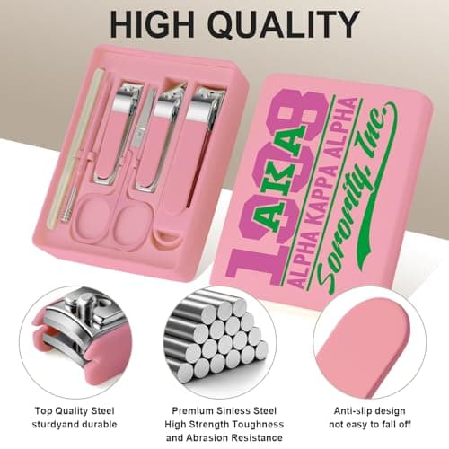 TTJHGYQO Nail Clippers and Beauty Tool,Portable Set Nail Clipper Set,Manicure Kit for Women,Manicure Set 6 in 1 AKA Sorority Gifts Nail Kit Suitable for for Women (AKA Pink) - Thumbnail 3