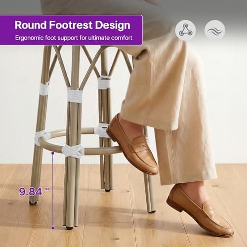 PURPLE LEAF Outdoor Counter Stool 2-Pack Champagne Finish Indoor Barstools - Thumbnail 6