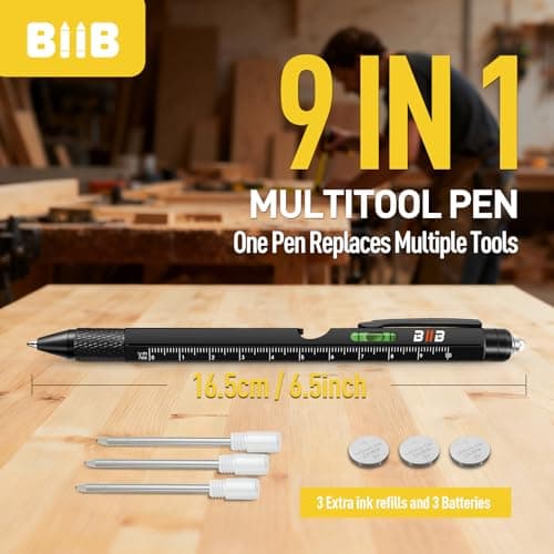 BIIB Fathers Day Gift for Men 9 in 1 Multitool Pen, Mens Gifts for Him Dad Husband, Dad Gifts from Daughter Son, Personalized Gifts Ideas, Birthday Gifts for Men, Tools Cool Gadgets - Thumbnail 4