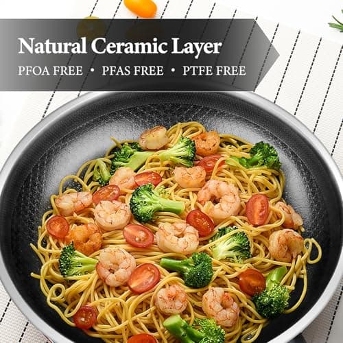 FUDELAI Non Stick Frying Pans,12-inch Titanium Hybrid Pan with Lid, Stay-Cool Handle, Professional Frying Pan, Dishwasher Friendly, Oven Safe, Compatible with All Cooktop - Thumbnail 4