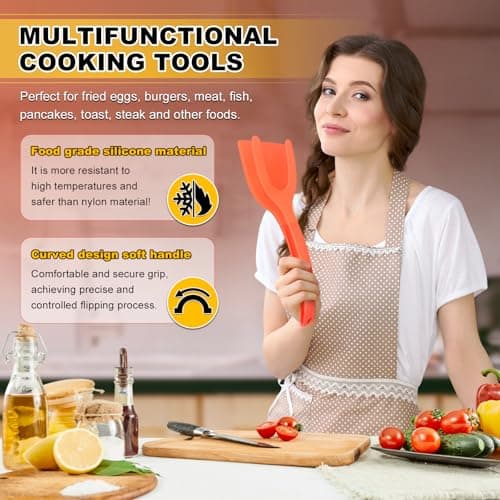 Silicone Spatula, BPA Free Kitchen Spatula, High Heat Resistant Rubber Spatulas, Ideal Kitchen Utensils for Non-Stick Pans, Sautéing, Frying, Baking, Turning and Flipping - Thumbnail 6